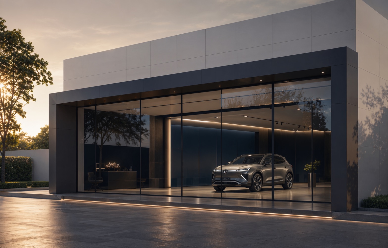 Showroom VinFast trong ánh sáng cao cấp